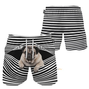 Pug Stripes Birthday Party - Gift For Pet Lovers - Beach Shorts