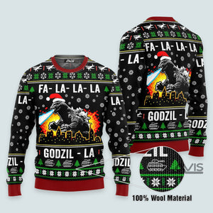 Fa La Funny Godzilla - Ugly Christmas Sweater