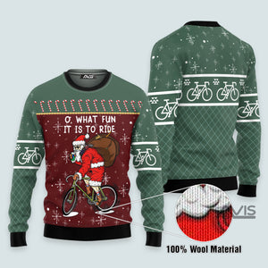 Santa Cycling Christmas Ugly Sweater