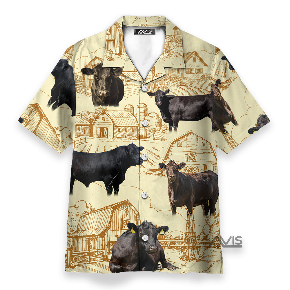 Black Angus Cattle Lovers Farm Hawaiian Shirt For Men & Women