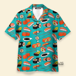 Sushi Rolls Japanese Seafood Blue Aloha - Hawaiian Shirt