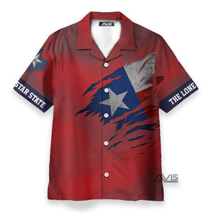 Red Ripped Flag Texas The Lone Star State Hawaiian Shirt