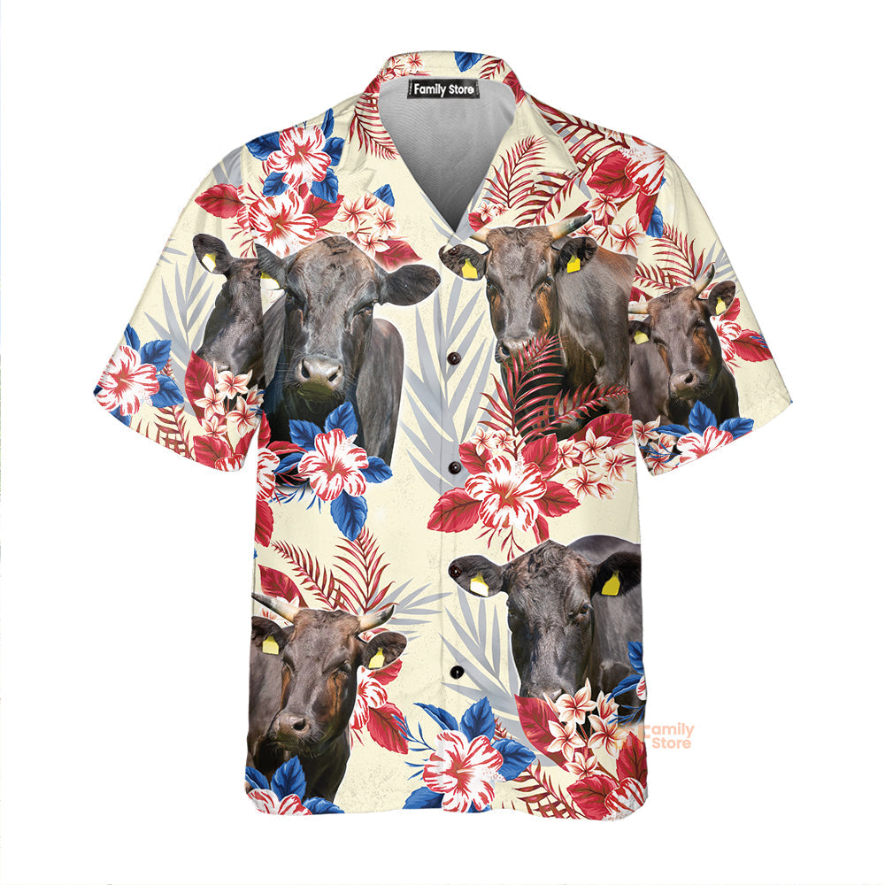 Wagyu Pattern US Flag Farm Cow Hawaiian Shirt