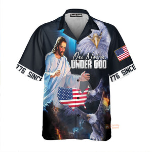 Christian Jesus One Nation Under God Since 1776 Hawaiian Shirt