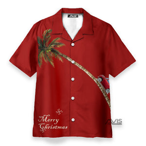 Merry Christmas Car And Coconut Tree Red - Hawaiian Shirt