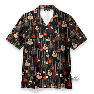 Acoustic Guitar Black Music Instrument - Hawaiian Shirt