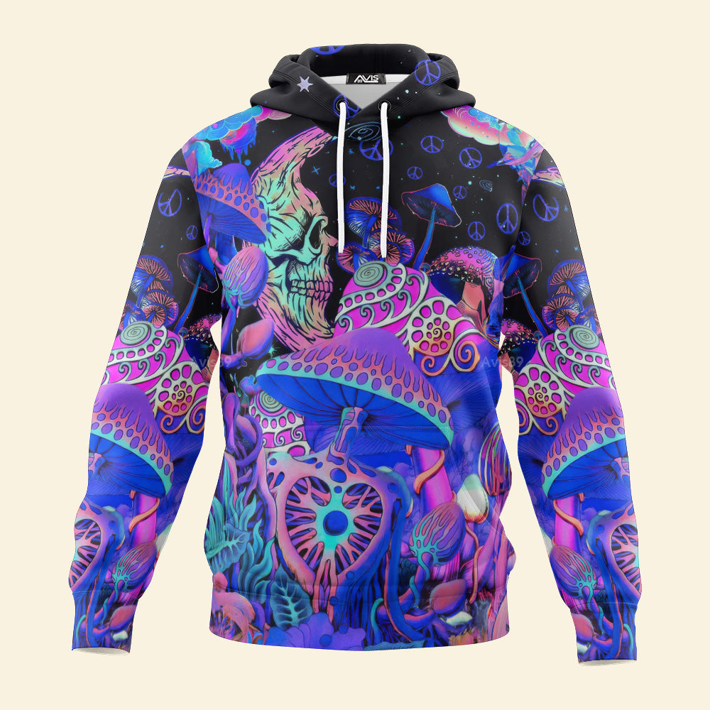 Hippie Mushroom Skeleton In Fantasy World - Hoodie