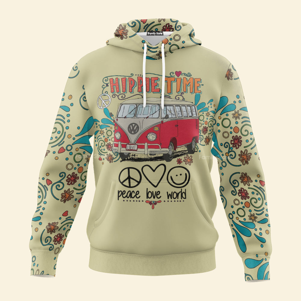 Hippie Bus Vintage Peace Love World - Hoodie