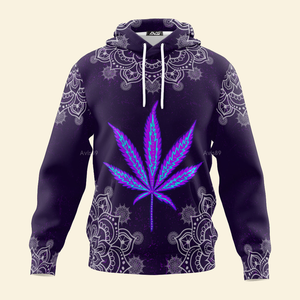 Hippie Cannabis Leaves Purple - Hoodie