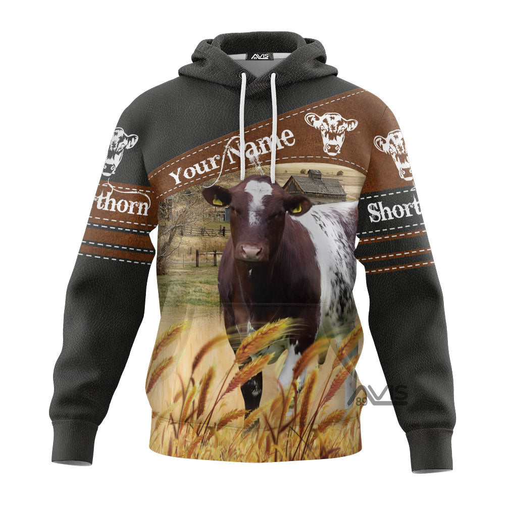 Uni Shorthorn On Farms Printed 3D Black - Personalized Hoodie