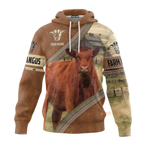 Uni Farm Red Angus Cattle Light Brown - Personalized  Hoodie