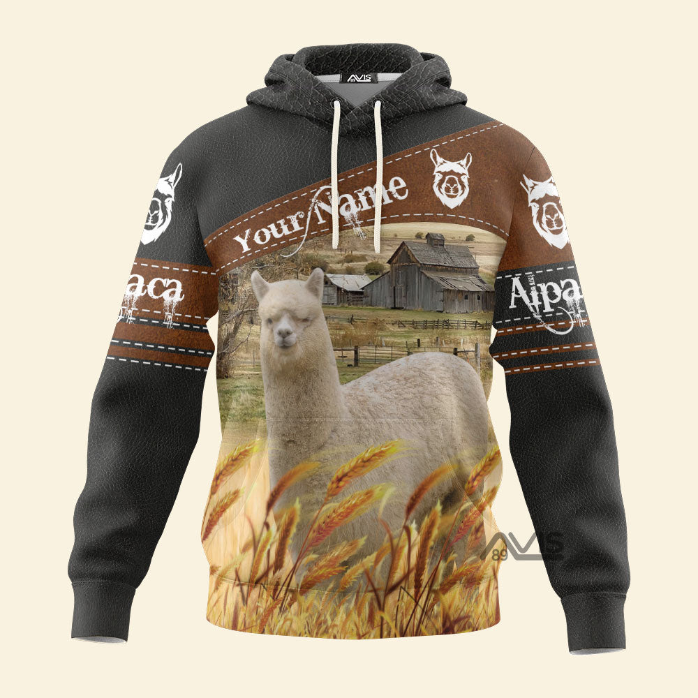 Avis89 Uni Alpaca On Farm Printed 3D Black - Personalized Hoodie