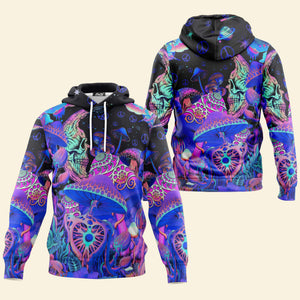 Hippie Mushroom Skeleton In Fantasy World - Hoodie