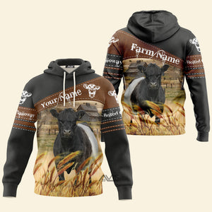 Uni Belted Galloway On Farms Black - Personalized Hoodie