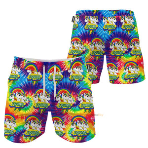 LGBT Pride Unicorn Squad Rainbow Tie Dye - Beach Shorts