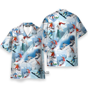 Snowboarding On The Snow  - Hawaiian Shirt