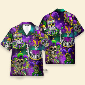 Mardi Gras Holiday Carnival Skulls  - Gift For Family, Friends - Hawaiian Shirt