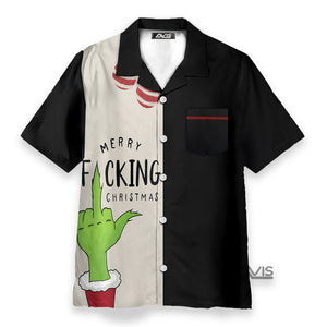 Merry Christmas Green Monster Black - Hawaiian Shirt