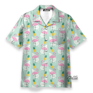 Tropical Pineapple Flamingo Shirt Hawaiian Shirt Summer Vibe