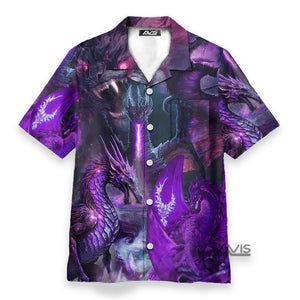 Dragon Dark Purple Lightning Art Style - Hawaiian Shirt