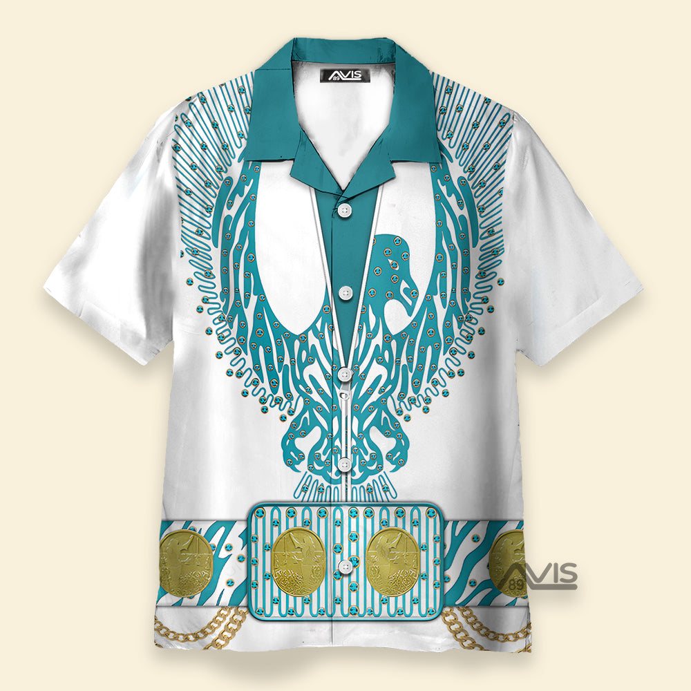 Elvis Turquoise Phoenix Costume - Hawaiian Shirt ELHS40