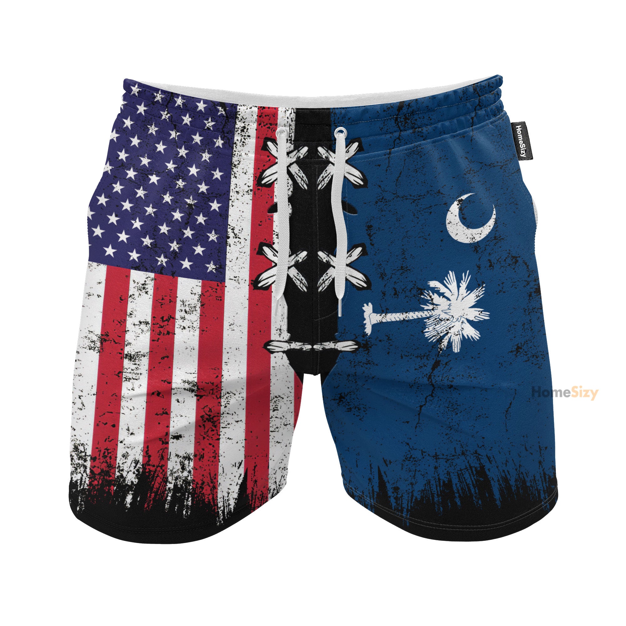 South Carolina x American Flag Bigfoot - Beach Shorts