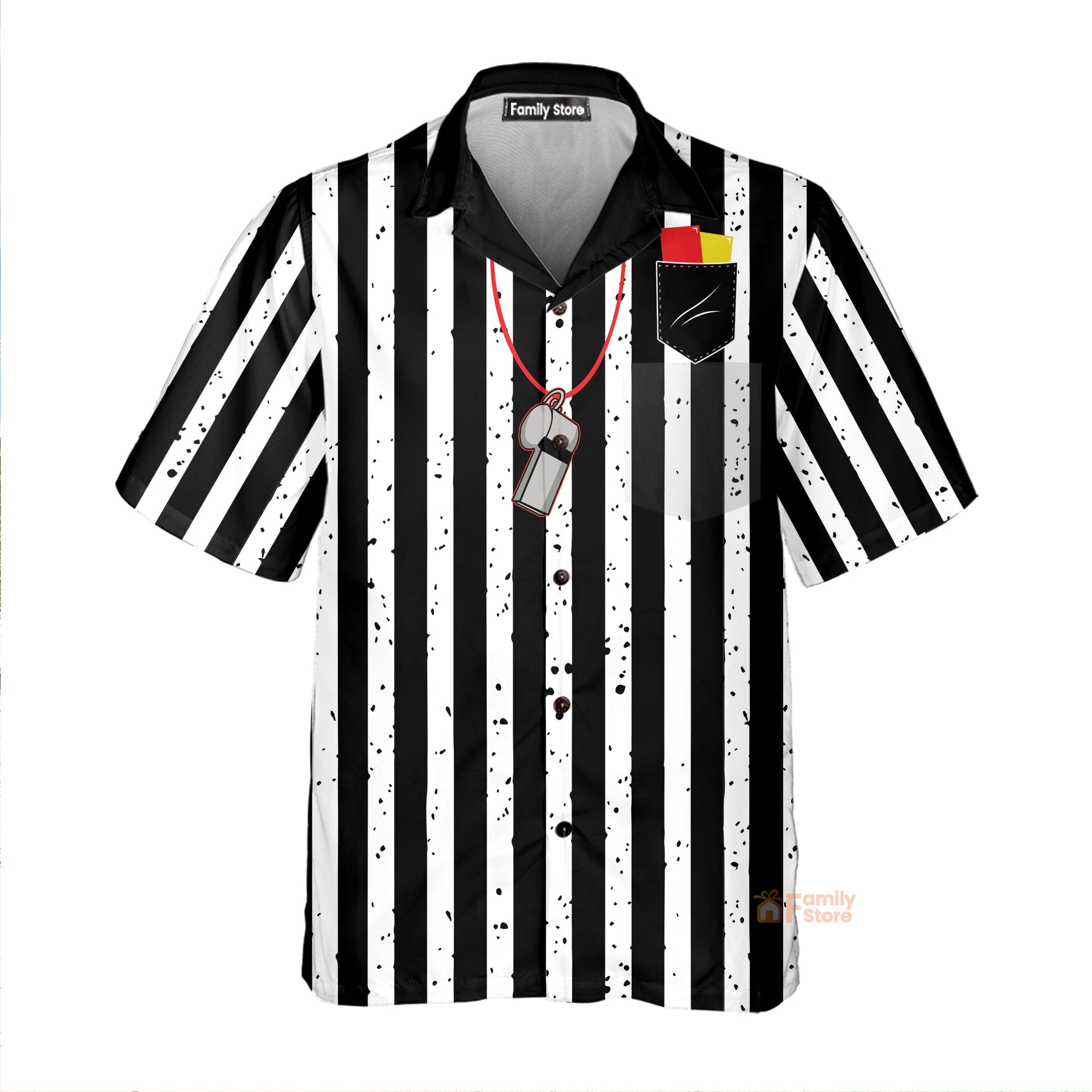 Black And White Striped Referee Uniform Printing Short Sleeve Hawaiian Shirt