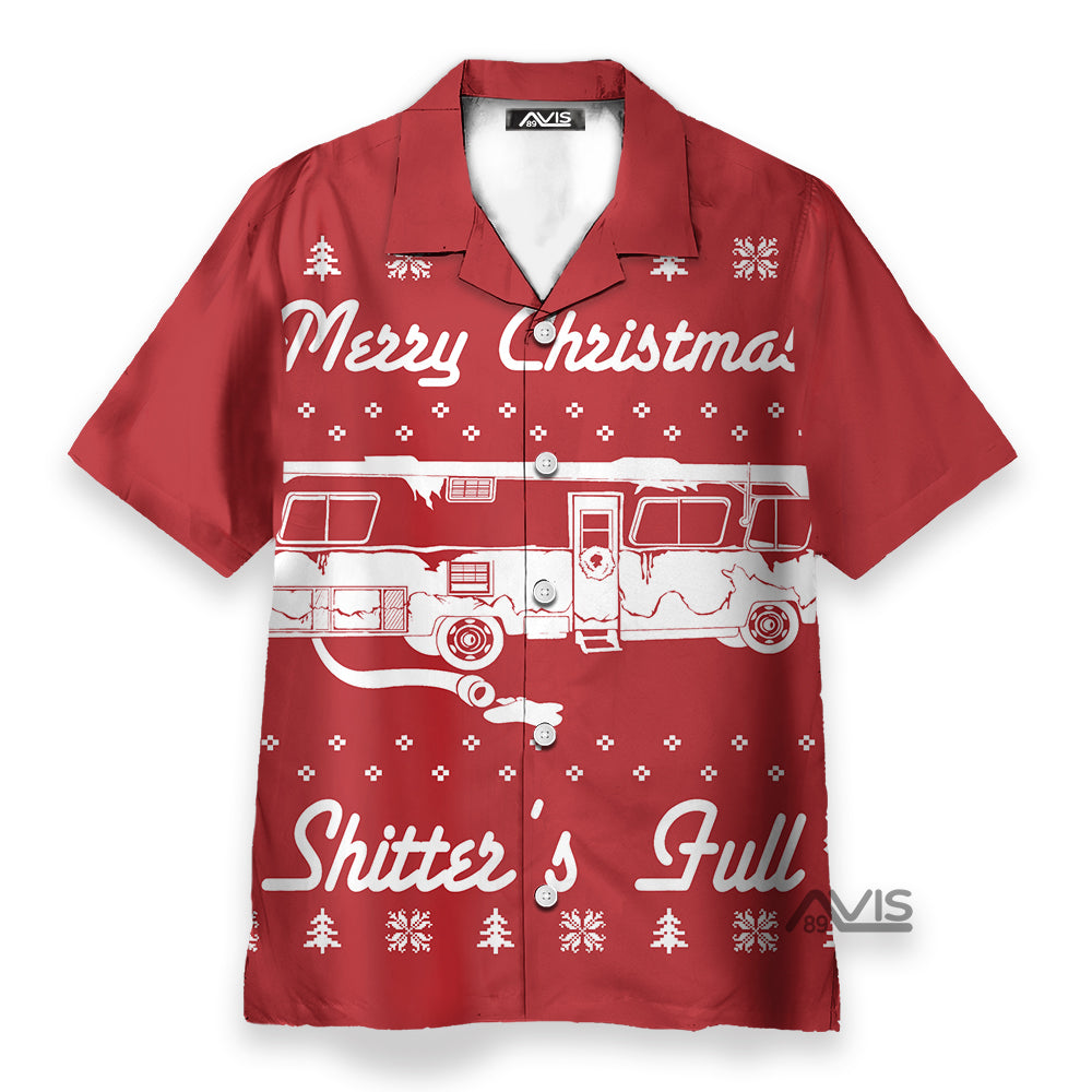 Christmas Shitters Full Red Background - Hawaiian Shirt