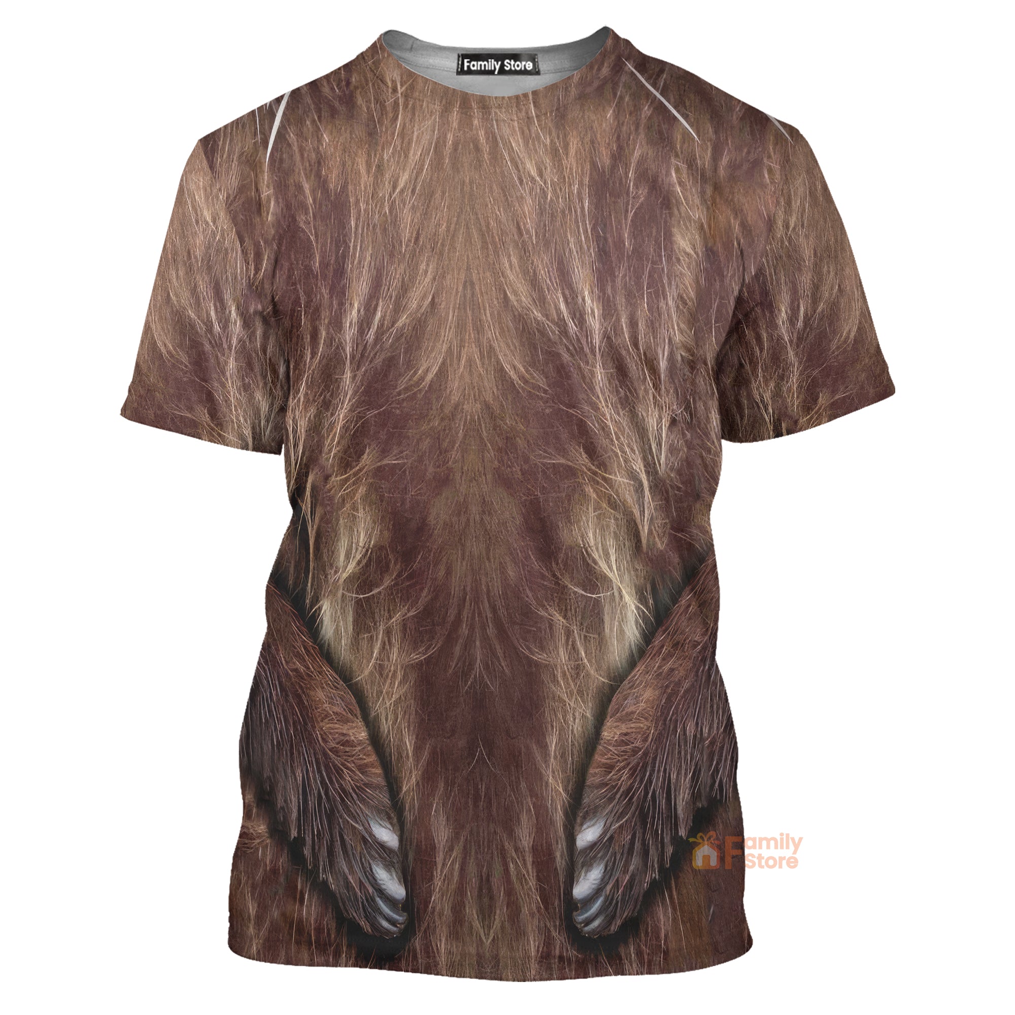 Halloween Brown Bear All Over Adult Costume Cosplay - T-Shirt