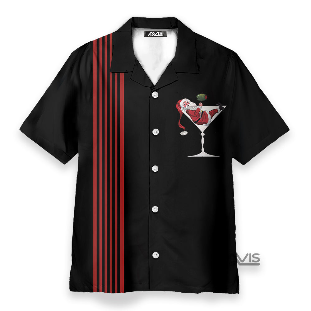 Big Size Cocktail Santa Black Background - Hawaiian Shirt