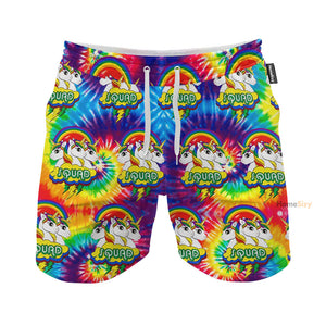 LGBT Pride Unicorn Squad Rainbow Tie Dye - Beach Shorts