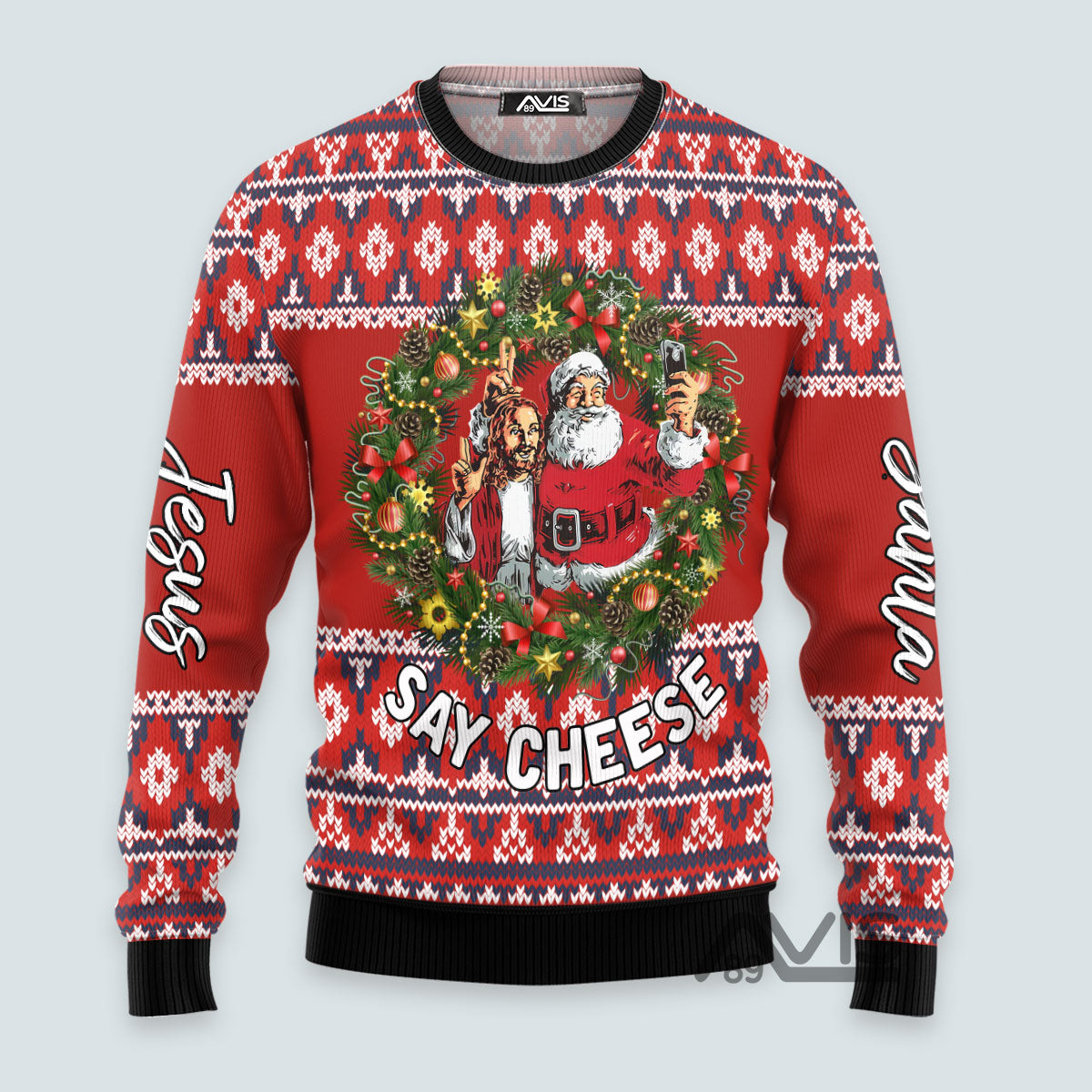 Jesus And Santa Say Cheese - Ugly Christmas Sweater