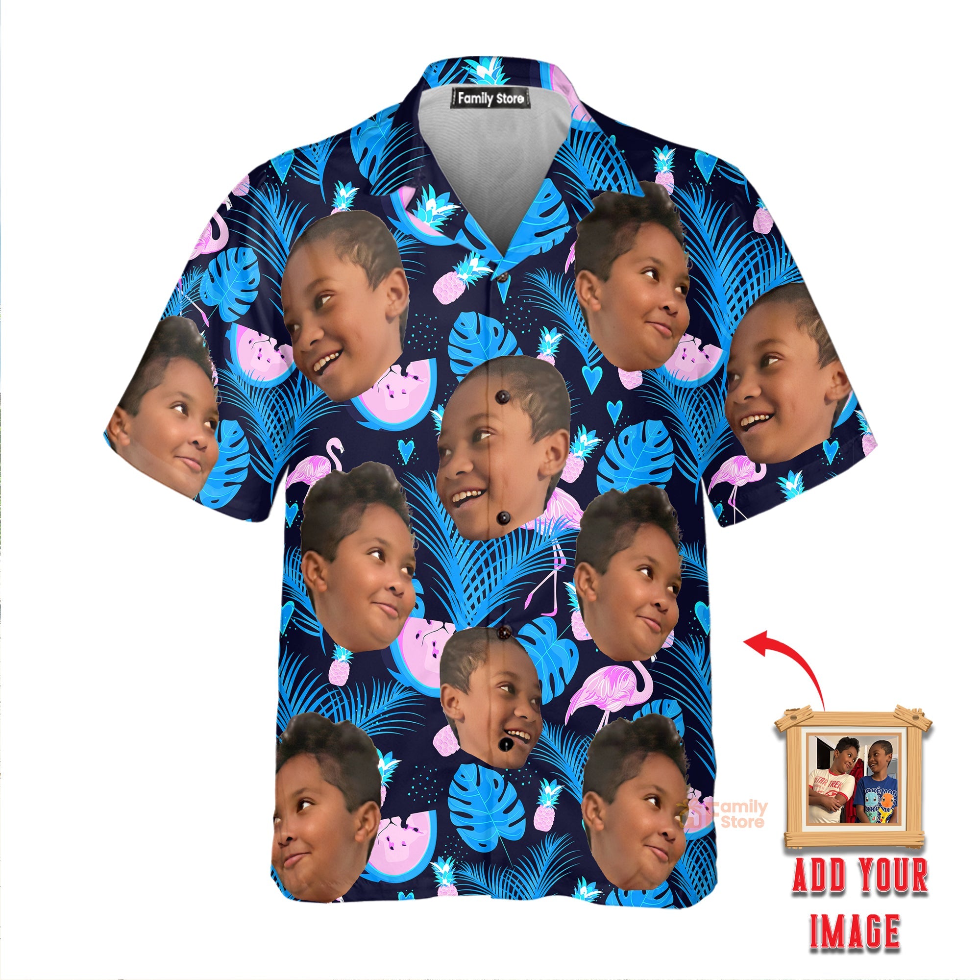 (Photo Inserted) Funny Face Neon Party Tropical Hawaiian Shirt