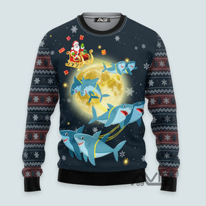 Santa Shark Fly Funny Ugly Sweater