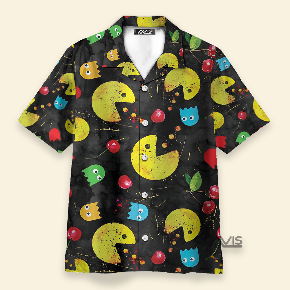 Cartoon Pac-Man Doodle Casual Aloha - Hawaiian Shirt