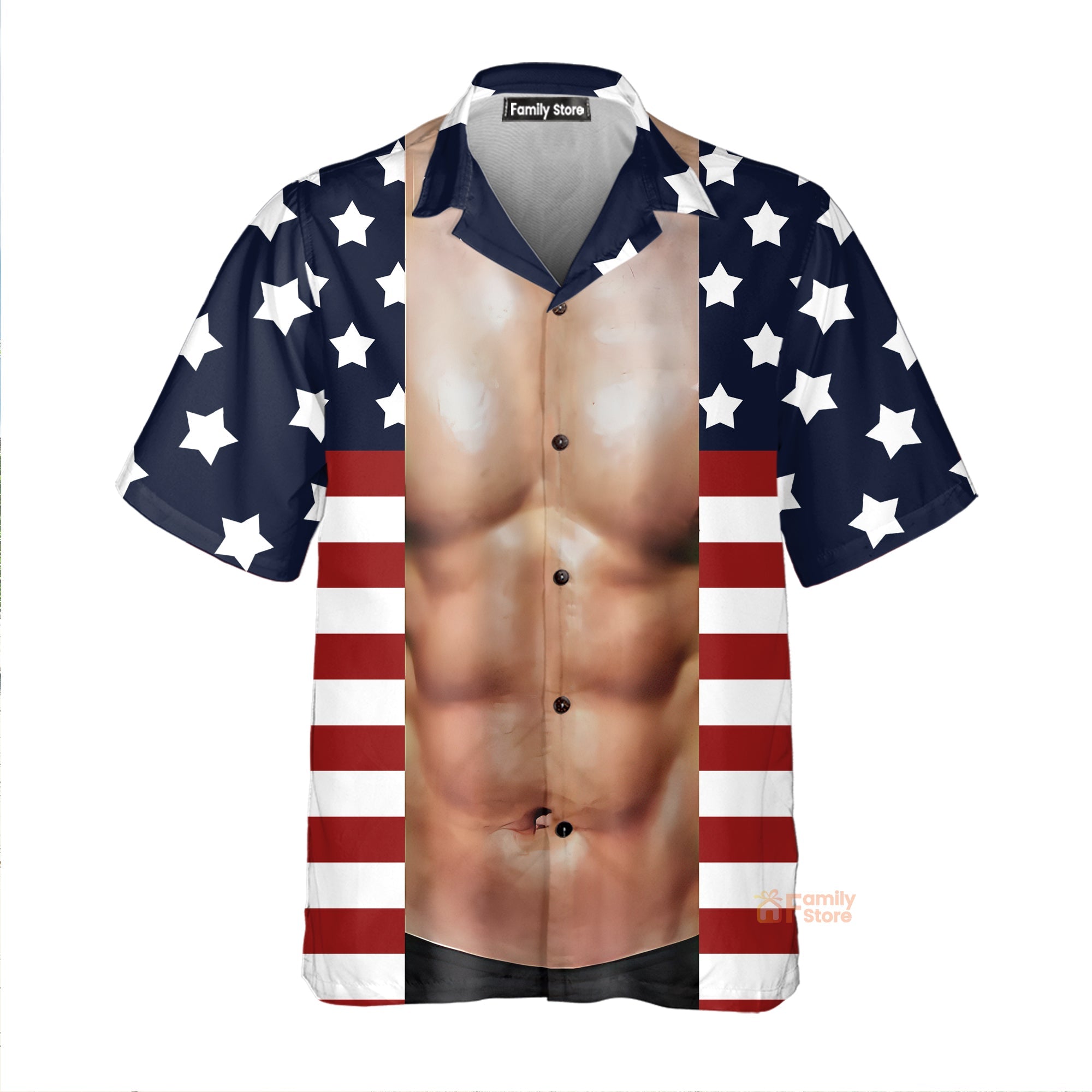 Muscle Flag Chest Pocket Costume Cosplay - Hawaiian Shirt