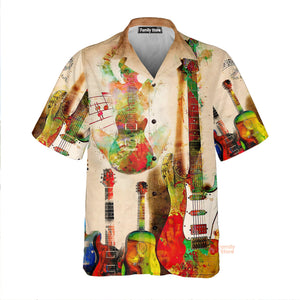 Abstract Guitar Colorful Art Style Hawaiian Shirt