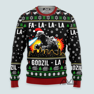 Fa La Funny Godzilla - Ugly Christmas Sweater