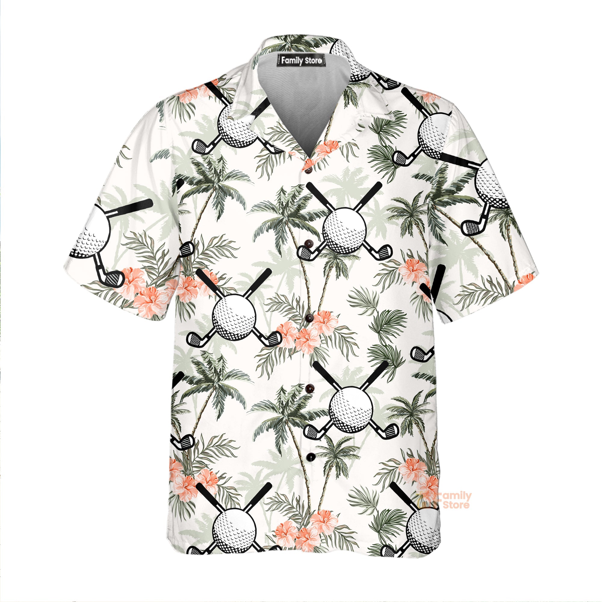 Golf Putter And Balls With Palm Trees Design Hawaiian Shirt