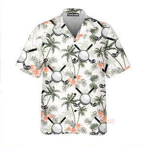 Golf Putter And Balls With Palm Trees Design Hawaiian Shirt