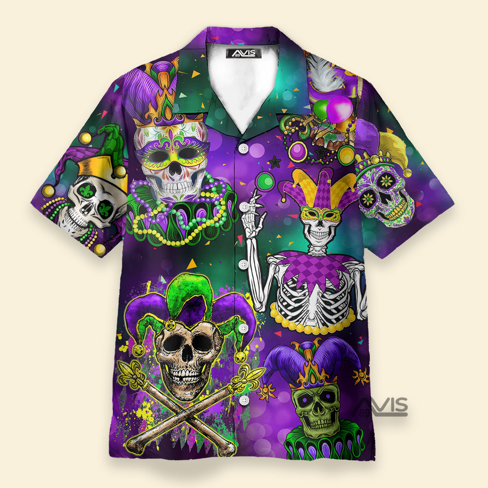 Mardi Gras Holiday Carnival Skulls  - Gift For Family, Friends - Hawaiian Shirt