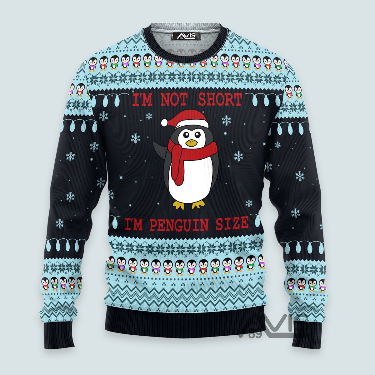 Not Short Penguin Size Christmas Pattern Funny Ugly Sweater