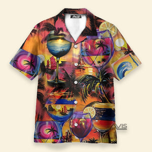 Wine It's Time For Wine And Beach - Hawaiian Shirt