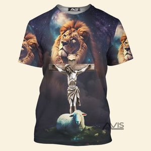 Avis89 Jesus Lion Sheep Galaxy - 3D Tshirt  