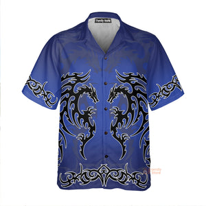 Blue Tribal Dragon Hawaiian Shirt