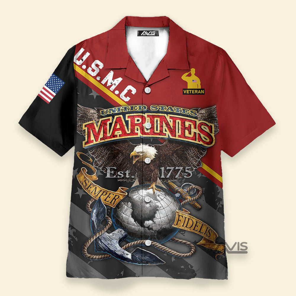 American Happy Memorial Day Marines Veteran - Hawaiian Shirt