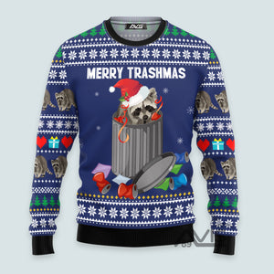 Raccoon Merry Trashmas Christmas Funny Ugly Sweater