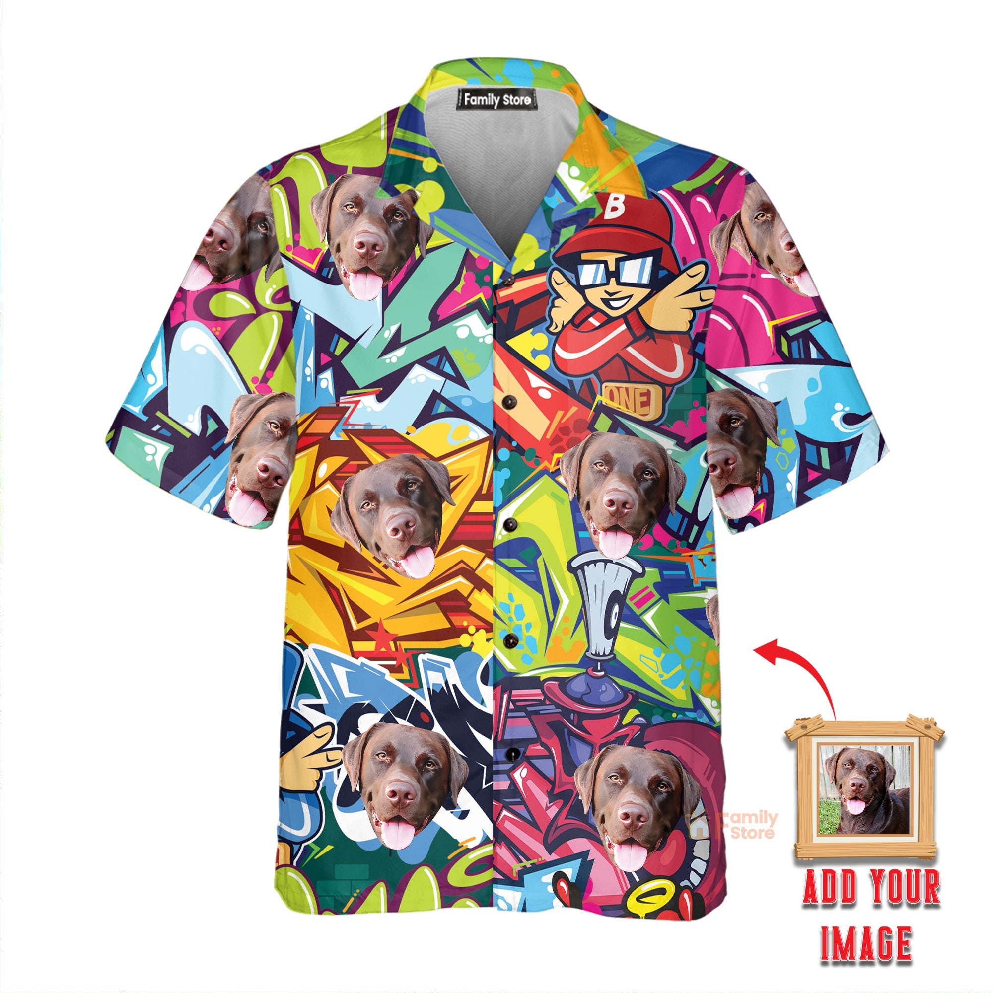 Custom Photo Colorful Graffiti Hip Hop Style - Hawaiian Shirt