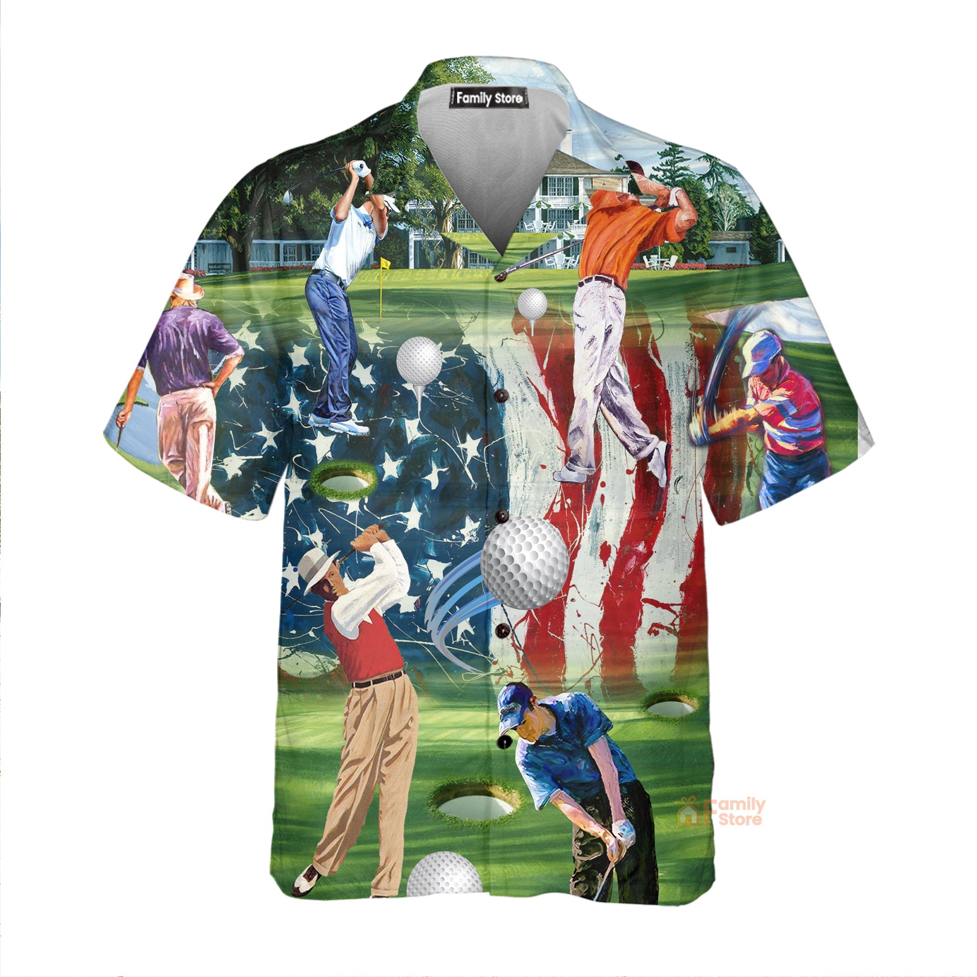 Golf Independence Day American Flag - Hawaiian Shirt