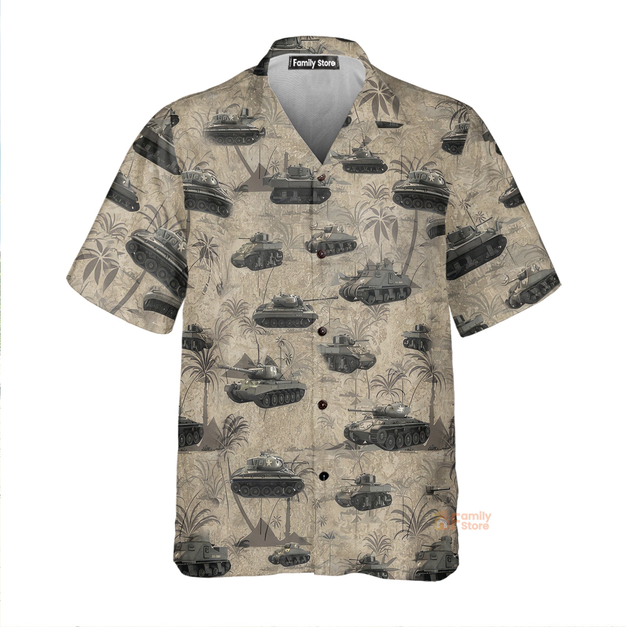 US Army Tanks WWII Hawaiian Shirt